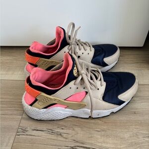 Nike Air Huarache Navy and Pink Sneakers